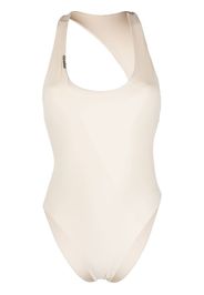 Calvin Klein asymmetric scoop-neck swimsuit - Toni neutri