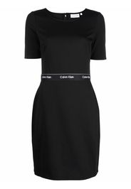 Calvin Klein logo-waistband bodycon dress - Nero