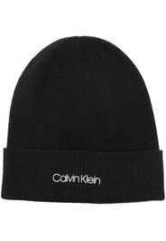 Calvin Klein logo-embroidered rib-knit beanie - Nero