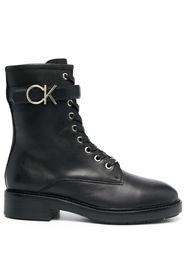 Calvin Klein logo-buckle combat boots - Nero