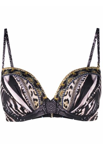 Camilla Top bikini con stampa - Nero