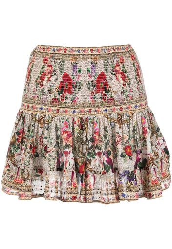 Camilla smocked floral-print skirt - Marrone