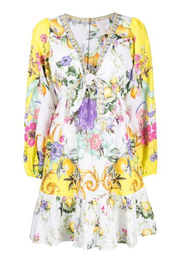 Camilla graphic-print linen dress - Giallo