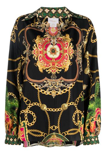 Camilla graphic-print silk blouse - Nero