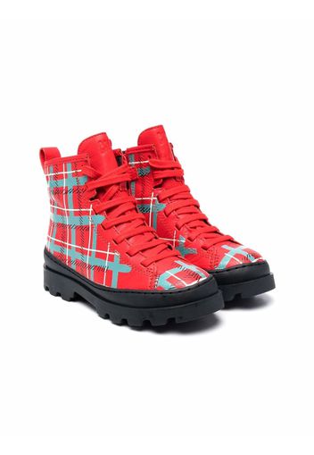 Camper Kids Brutus plaid ankle boots - Rosso