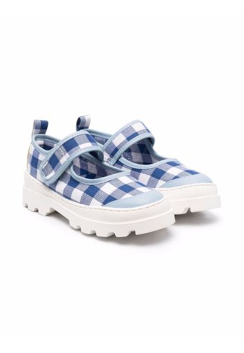 Camper Kids gingham-print ballerina shoes - Blu