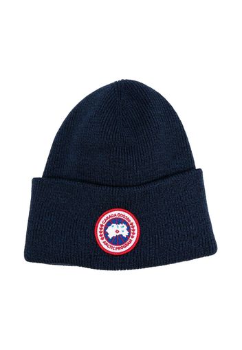 Canada Goose Kids logo-patch wool beanie - Blu