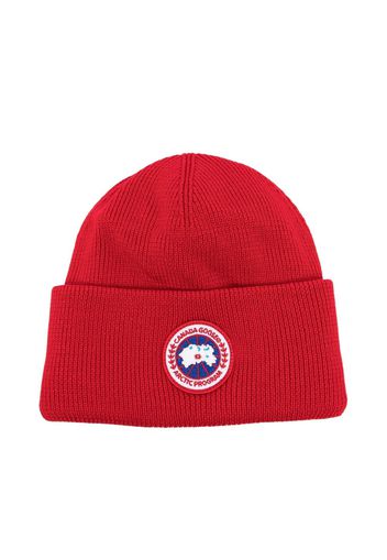 Canada Goose Kids logo-patch wool beanie - Rosso