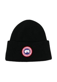 Canada Goose Kids Berretto a coste con applicazione - Nero