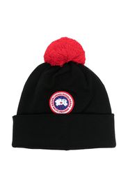 Canada Goose Kids logo-patch pompom beanie - Nero