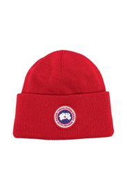 Canada Goose Kids logo-patch wool beanie - Rosso