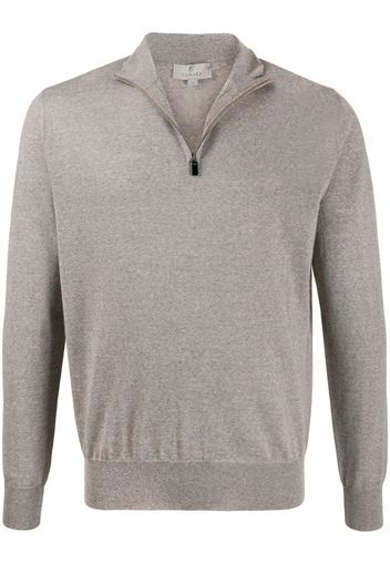 zipped funnel-neck pullover