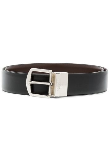 black logo buckle leather belt