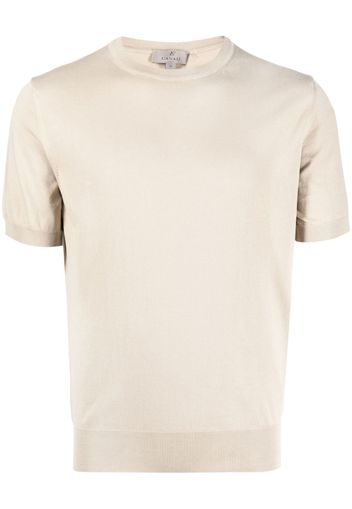 Canali fine-knit short-sleeved top - Toni neutri