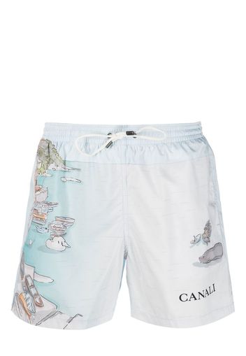 Canali printed swim shorts - Blu