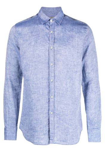 Canali long-sleeve linen shirt - Blu