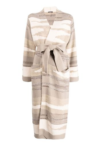 Canessa Cardigan lungo Shamanic con cintura - Marrone