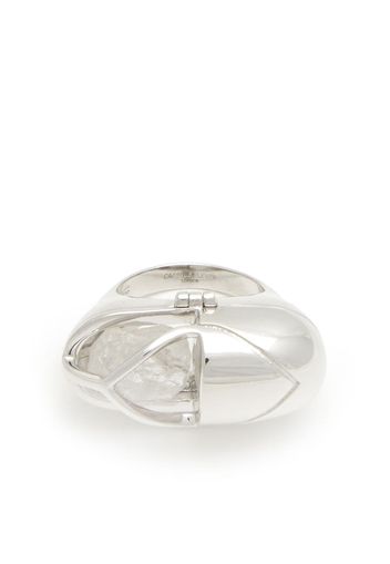 CAPSULE ELEVEN crystal capsule and black tourmaline ring - Argento