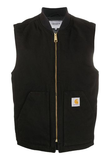 logo patch zipped vest