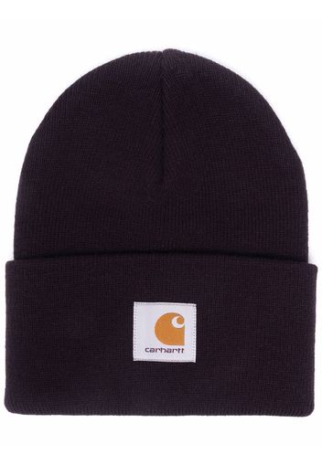 Carhartt WIP knitted logo-patch beanie - Viola