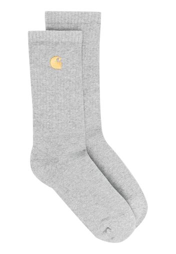 Carhartt WIP embroidered-logo ribbed socks - Grigio