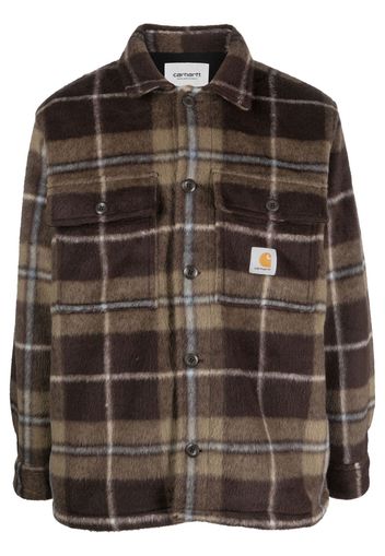 Carhartt WIP check-pattern logo-patch shirt - Marrone