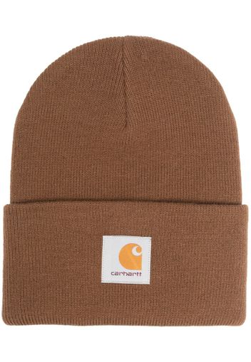 Carhartt WIP logo-patch knit beanie - Marrone