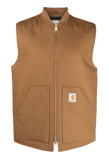 Carhartt WIP logo-patch zipped vest - Marrone