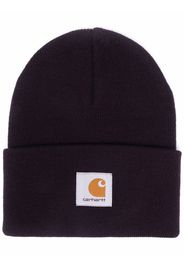 Carhartt WIP knitted logo-patch beanie - Viola