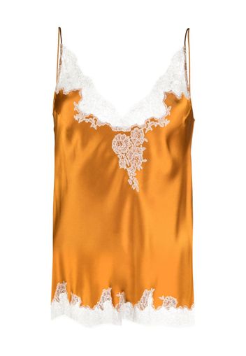 Carine Gilson Calais-Caudry lace silk camisole - Arancione