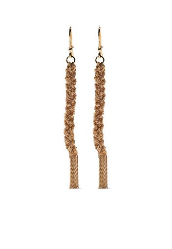 18kt yellow gold and beige silk Lucky woven drop earrings