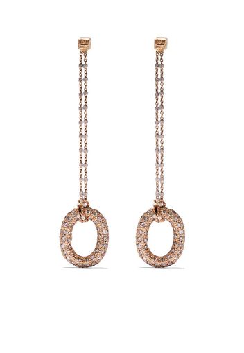 18kt rose gold Pave Links diamond drop earrings