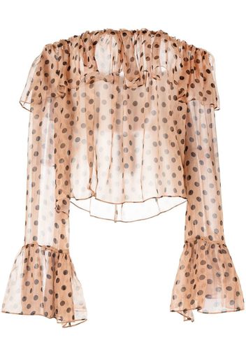 Caroline Constas Blusa Thelma a pois - Marrone