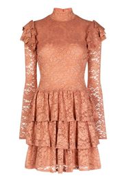 Caroline Constas ruffled lace minidress - Marrone