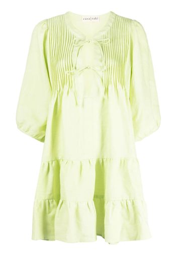 casa raki Katja linen tiered dress - Verde