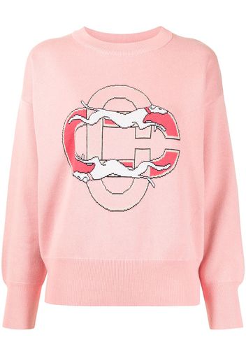 Casablanca intarsia-knit cotton jumper - Rosa