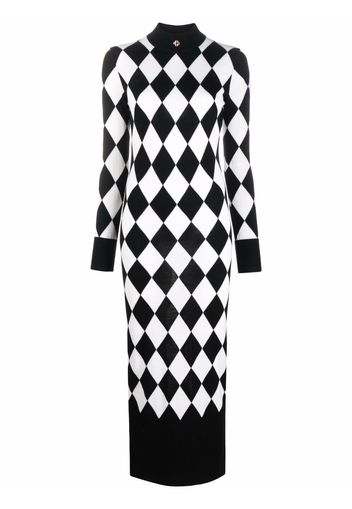 Casablanca harlequin-pattern wool dress - Nero