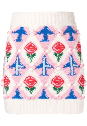 Casablanca embroidered mini skirt - Bianco