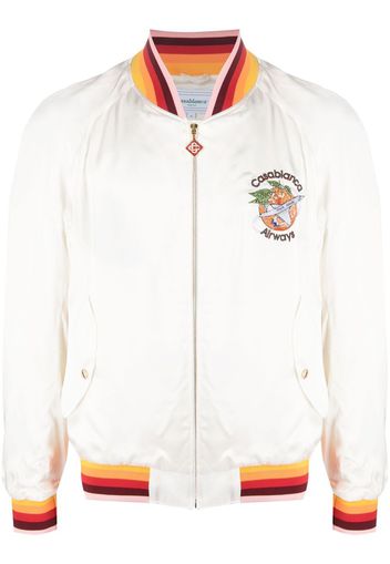 Casablanca Orbite Autour De L'Orange satin jacket - Bianco