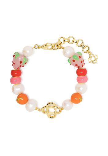 Casablanca logo-charm beaded pearl bracelet - Rosa