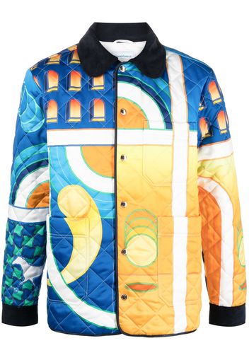 Casablanca Paysage-print quilted jacket - Blu