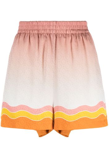 Casablanca Rainbow Monogram-print silk shorts - Rosa