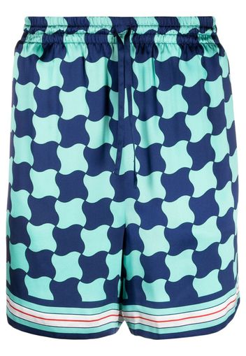 Casablanca Pool Tile-print silk shorts - Blu