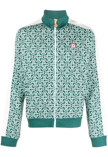 Casablanca monogram-jacquard zip-up cardigan - Verde