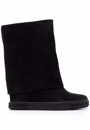 Casadei leather flat boots - Nero