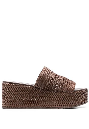 Casadei interwoven platform wedge sandals - Marrone