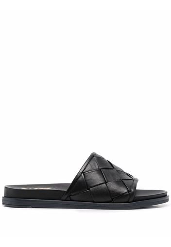 Casadei interwoven leather sliders - 0000 BLACK