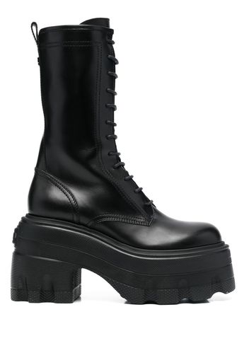 Casadei Maxi lace-up army 70mm boots - Nero