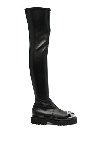 Casadei thigh-high fitted boots - Nero