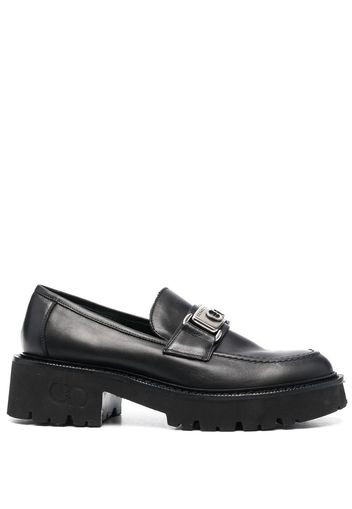 Casadei logo plaque leather loafers - Nero